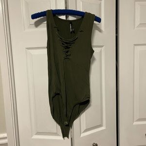 Green strappy tank bodysuit